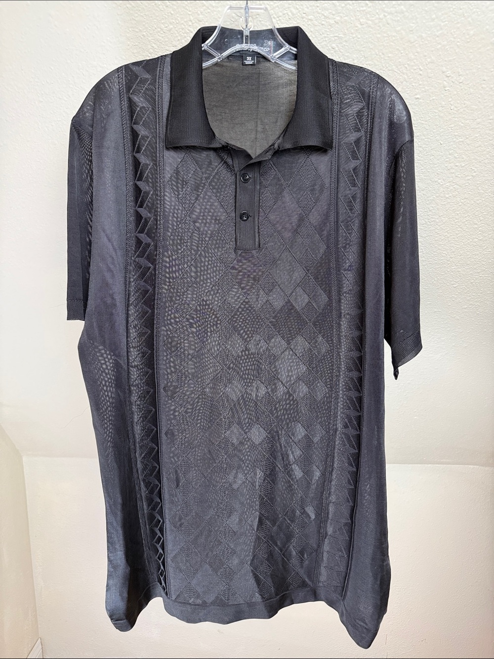 NWT SAINT LORENZO Black Polyester Mens Polo Shirt 3X